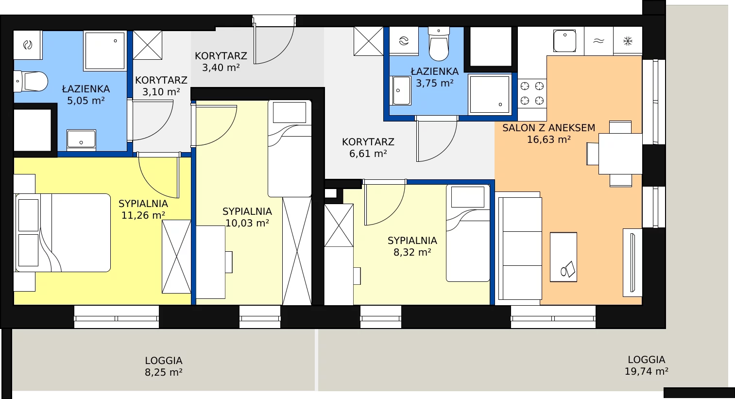 Zalety mieszkania 68.15 m², 57/B7