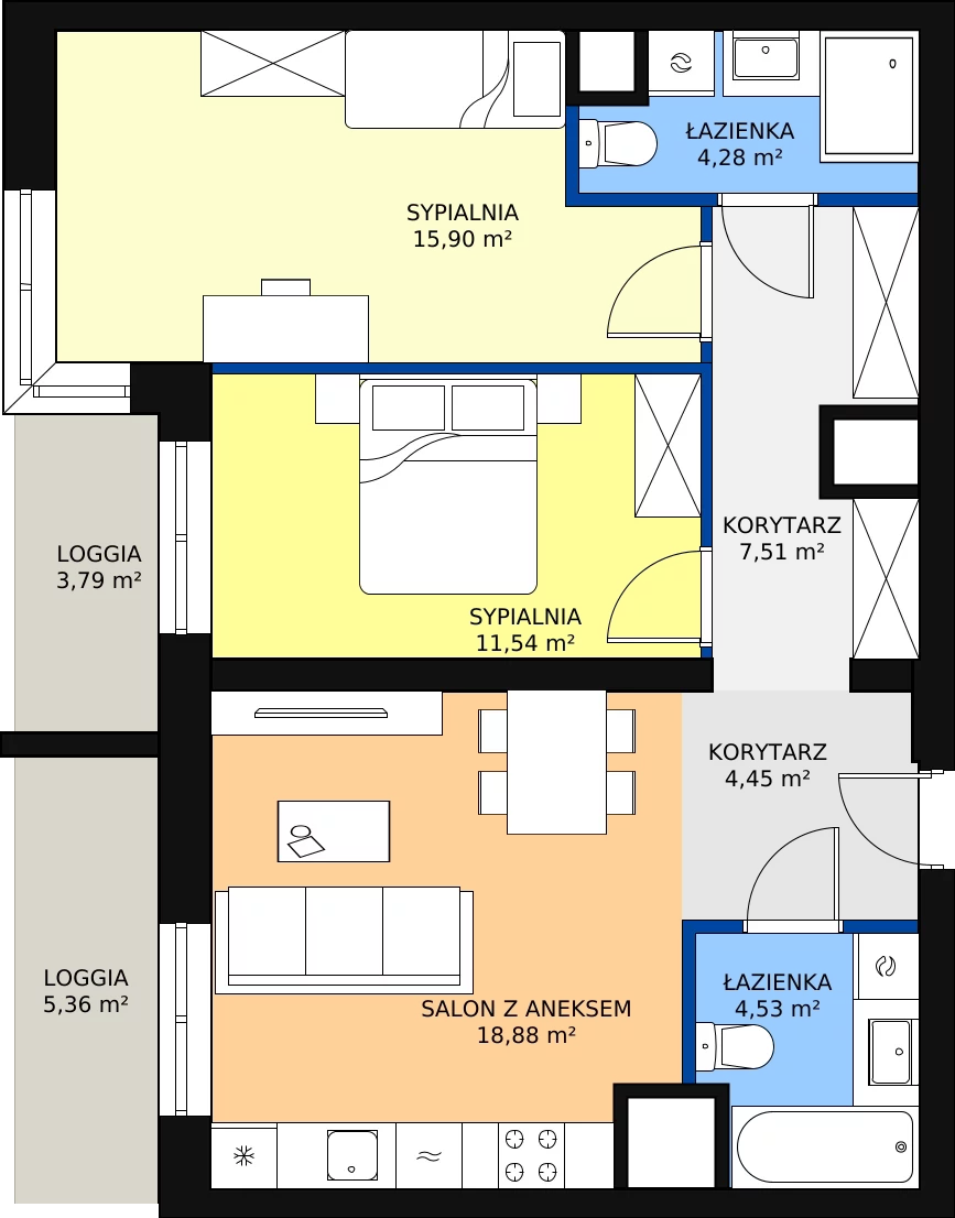 Zalety mieszkania 67.09 m², 59/B7