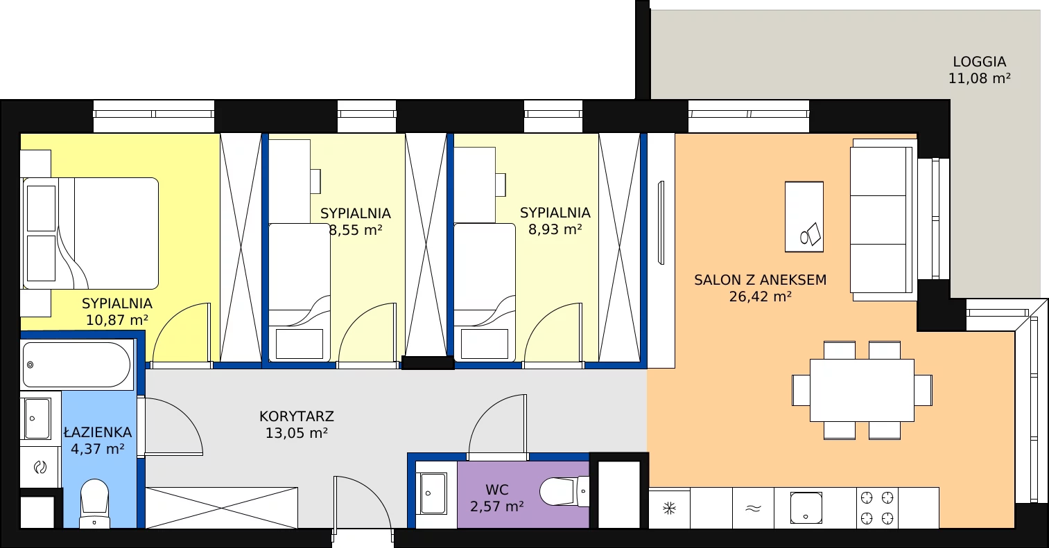 Zalety mieszkania 74.76 m², 61/B7