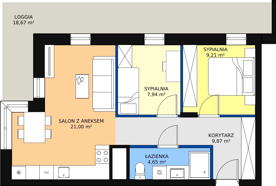 Zalety mieszkania 52.67 m², 78/B7