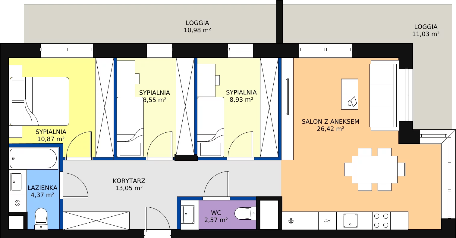 Zalety mieszkania 74.76 m², 79/B7