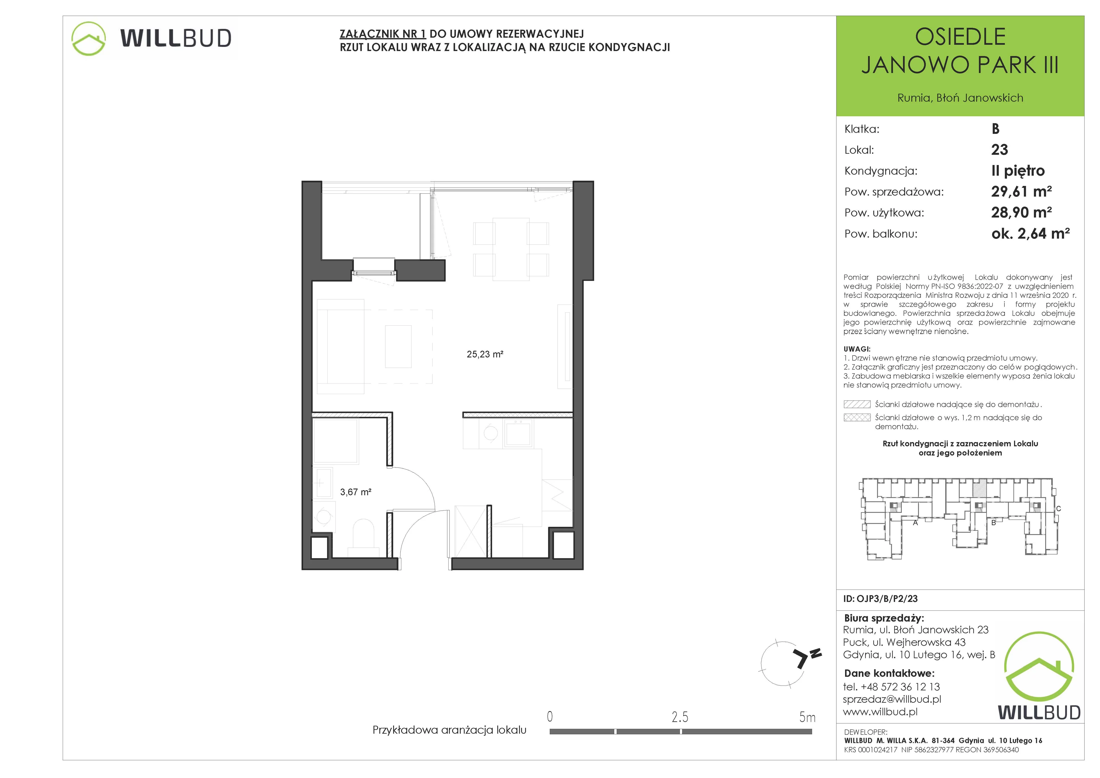 Mieszkanie 29,61 m², piętro 2, oferta nr OJP3/B/P2/23, Osiedle Janowo Park III - etap B i C , Rumia, Janowo,  ul. Błoń Janowskich