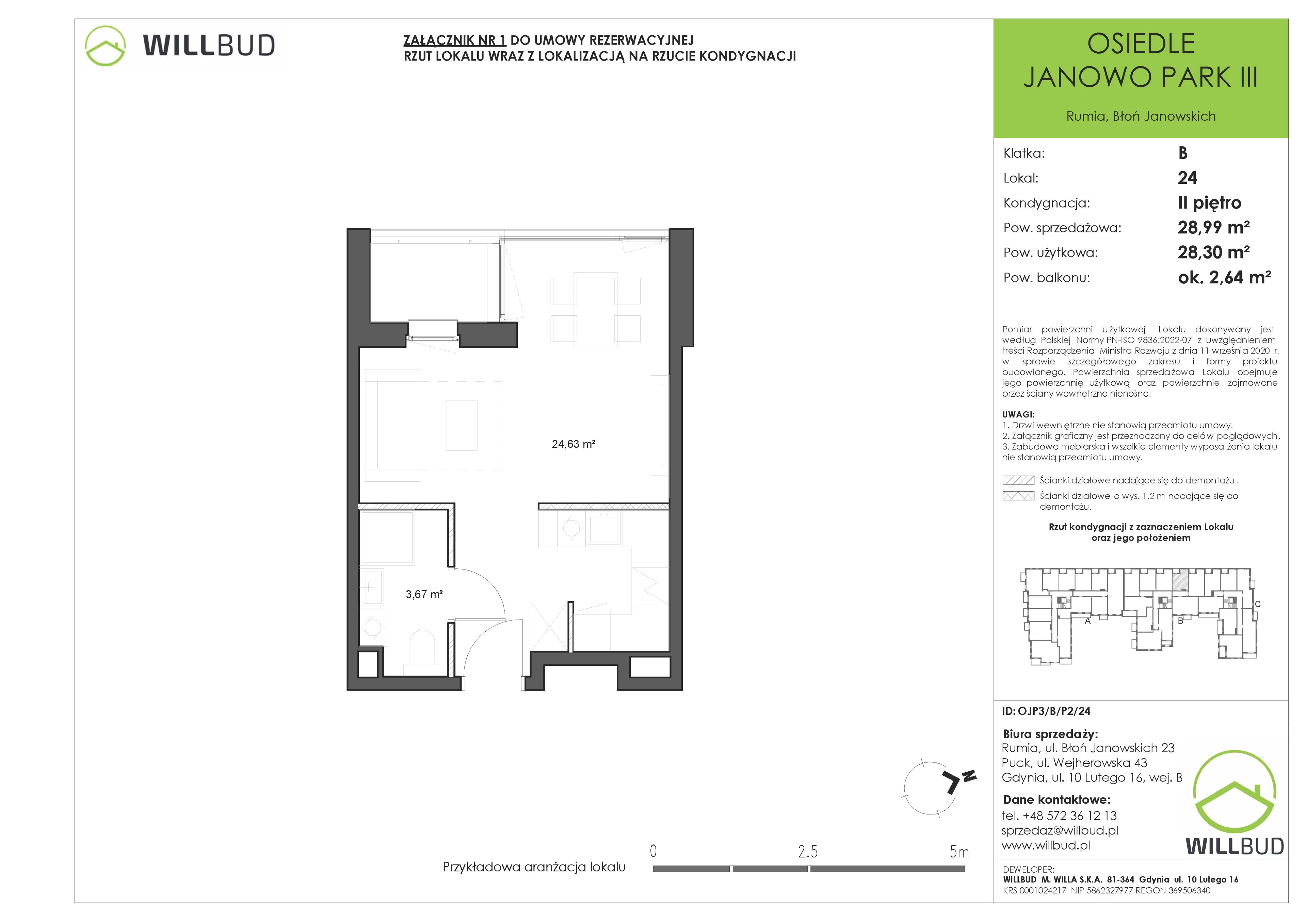 Mieszkanie 28,99 m², piętro 2, oferta nr OJP3/B/P2/24, Osiedle Janowo Park III - etap B i C , Rumia, Janowo,  ul. Błoń Janowskich