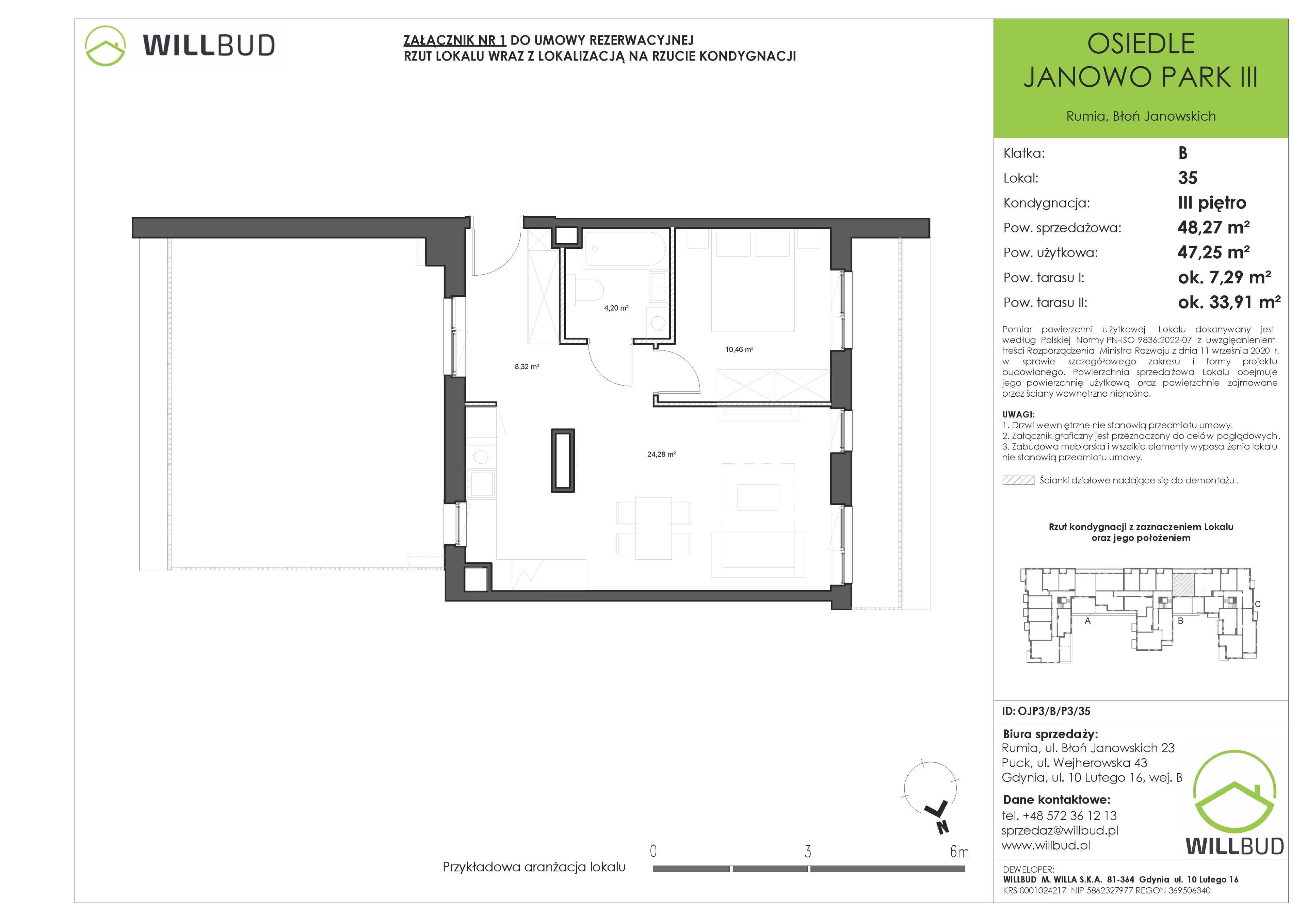 2 pokoje, mieszkanie 48,27 m², piętro 3, oferta nr OJP3/B/P3/35, Osiedle Janowo Park III - etap B i C , Rumia, Janowo,  ul. Błoń Janowskich