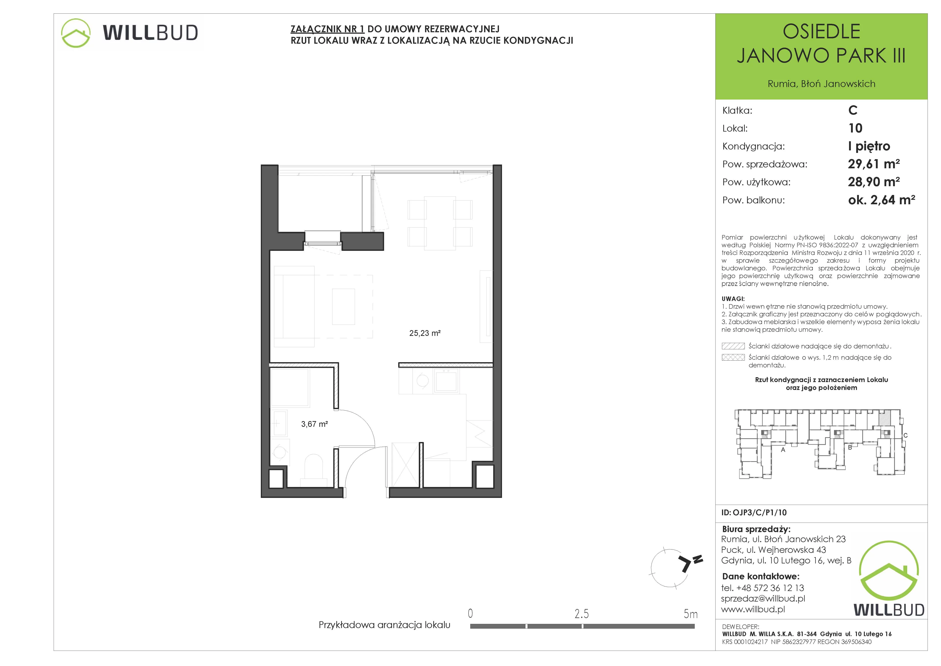 Mieszkanie 29,61 m², piętro 1, oferta nr OJP3/C/P1/10, Osiedle Janowo Park III - etap B i C , Rumia, Janowo,  ul. Błoń Janowskich