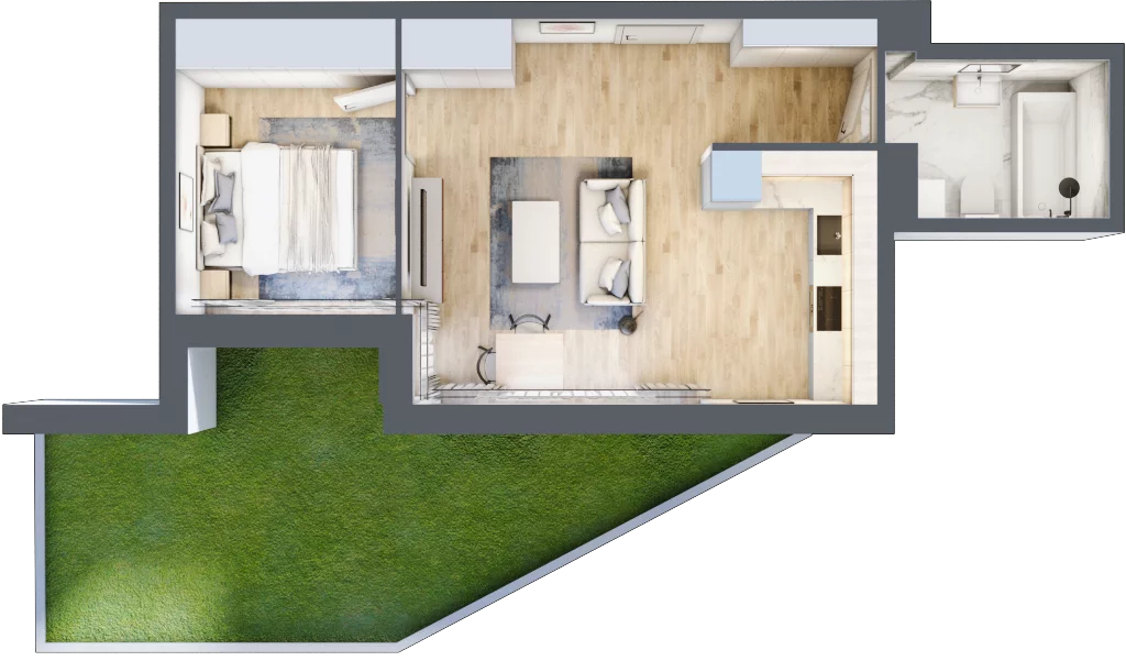 2 pokoje, apartament 39,64 m², parter, oferta nr A2, Apartamenty Złota, Katowice, Dąb, ul. Złota 69