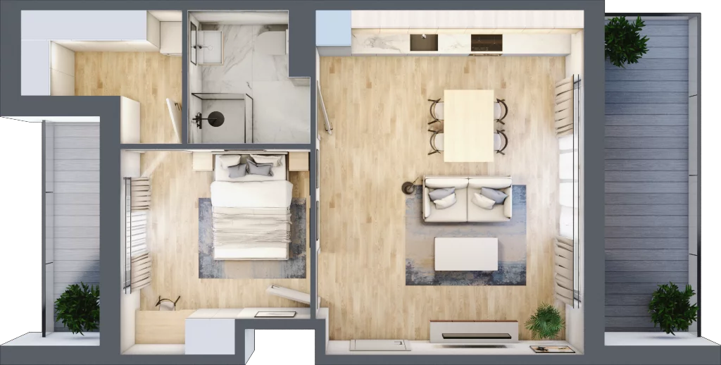 2 pokoje, apartament 45,77 m², piętro 4, oferta nr A21, Apartamenty Złota, Katowice, Dąb, ul. Złota 69