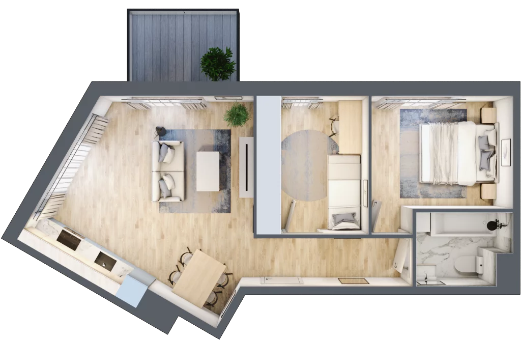 3 pokoje, apartament 52,63 m², piętro 2, oferta nr B11, Apartamenty Złota, Katowice, Dąb, ul. Złota 69