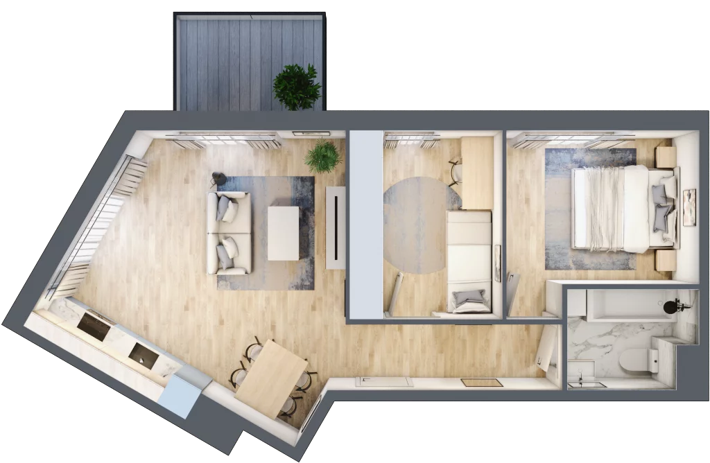 3 pokoje, apartament 53,25 m², piętro 1, oferta nr B6, Apartamenty Złota, Katowice, Dąb, ul. Złota 69
