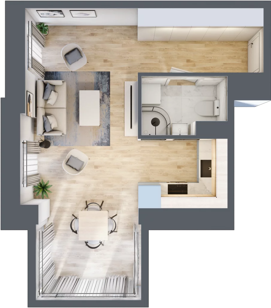 1 pokój, apartament 35,68 m², piętro 2, oferta nr C9, Apartamenty Złota, Katowice, Dąb, ul. Złota 69