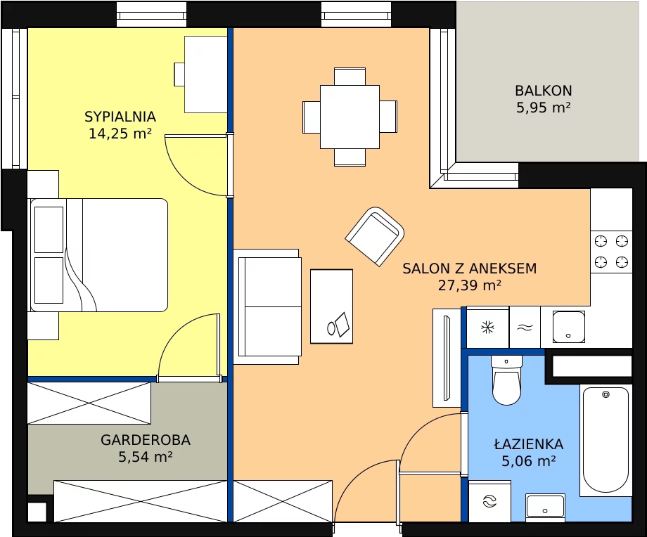 Zalety apartamentu 52.24 m², A14