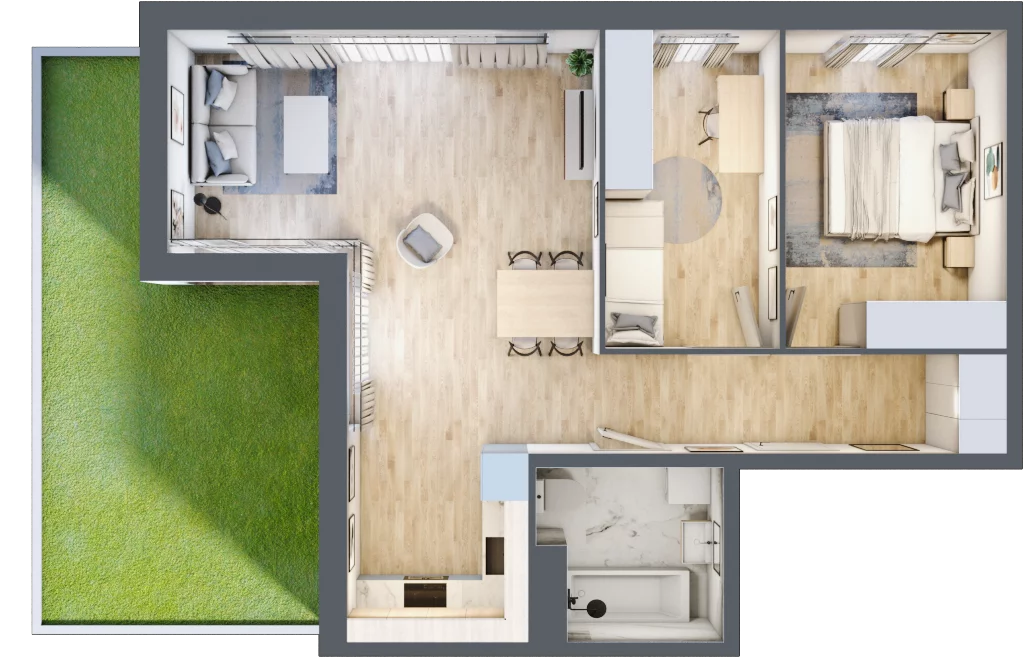3 pokoje, apartament 59,89 m², parter, oferta nr A5, Apartamenty Złota, Katowice, Dąb, ul. Złota 69