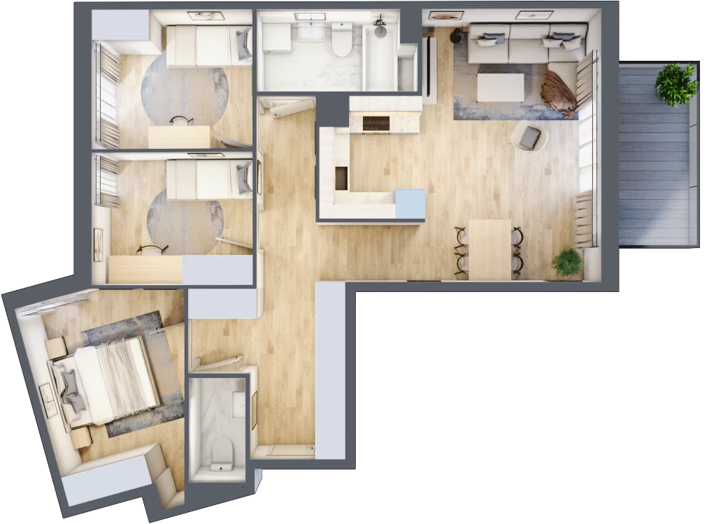 4 pokoje, apartament 78,48 m², piętro 3, oferta nr B17, Apartamenty Złota, Katowice, Dąb, ul. Złota 69