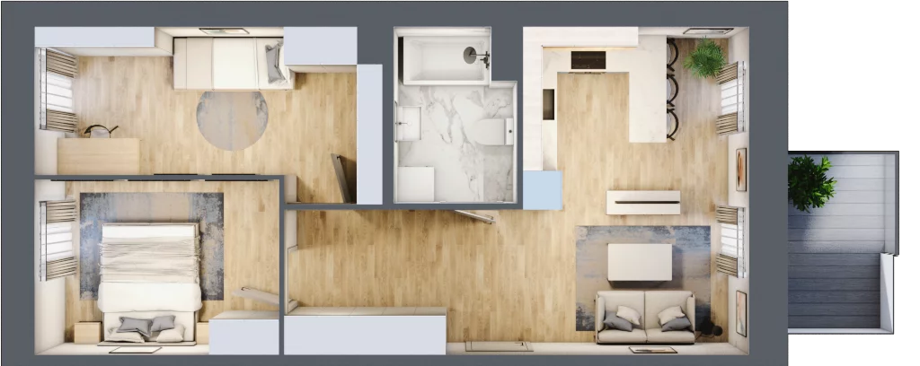 3 pokoje, apartament 52,85 m², piętro 2, oferta nr C10, Apartamenty Złota, Katowice, Dąb, ul. Złota 69