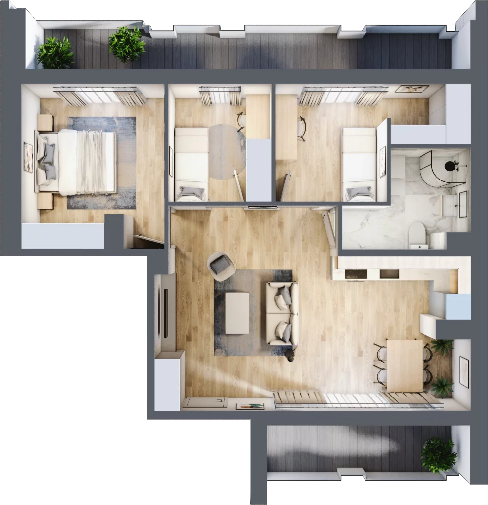 4 pokoje, apartament 68,30 m², piętro 3, oferta nr C14, Apartamenty Złota, Katowice, Dąb, ul. Złota 69