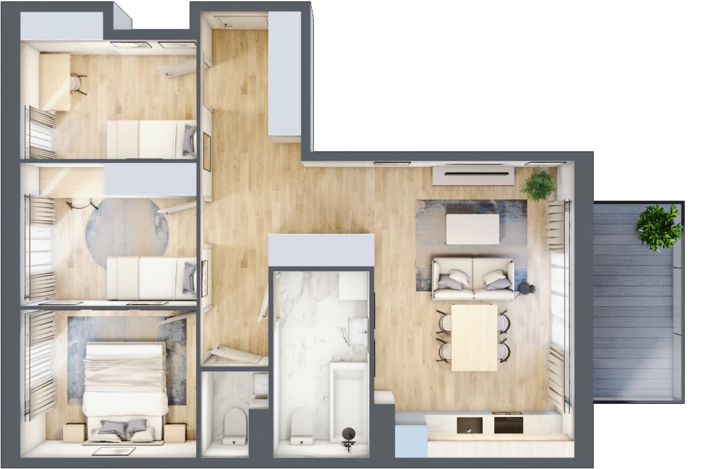 4 pokoje, apartament 67,22 m², piętro 1, oferta nr C8, Apartamenty Złota, Katowice, Dąb, ul. Złota 69