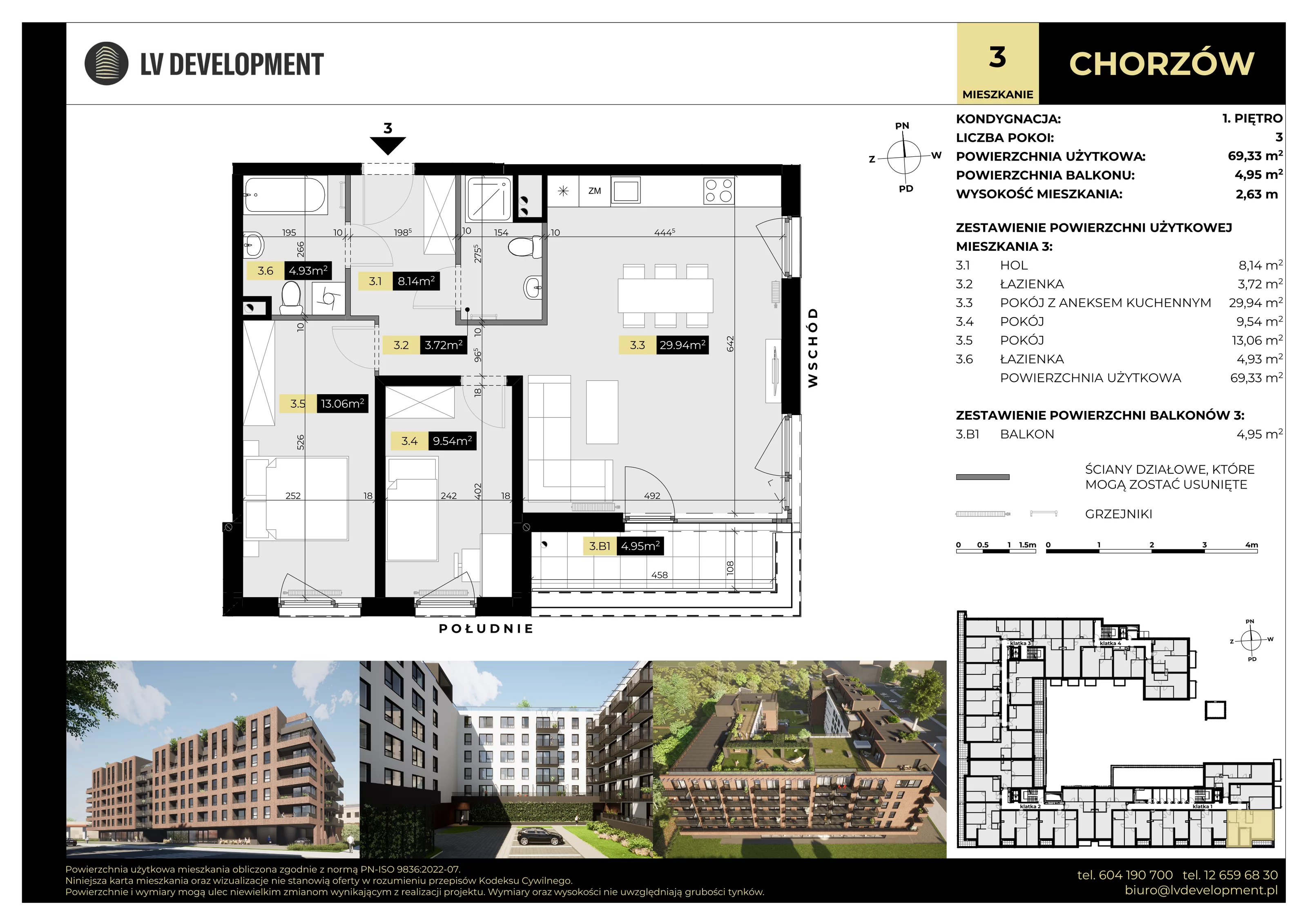 3 pokoje, apartament 69,33 m², piętro 1, oferta nr M.03, Tarasy Śląskie, Chorzów, Chorzów II, 3 Maja