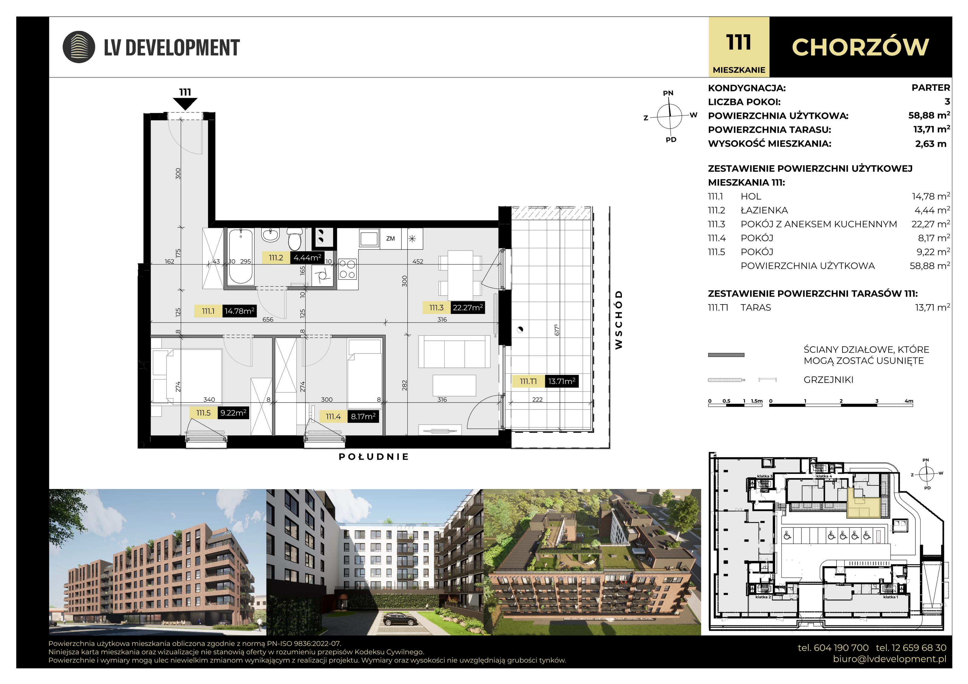3 pokoje, mieszkanie 58,88 m², parter, oferta nr M.111, Tarasy Śląskie, Chorzów, Chorzów II, ul. 3 Maja