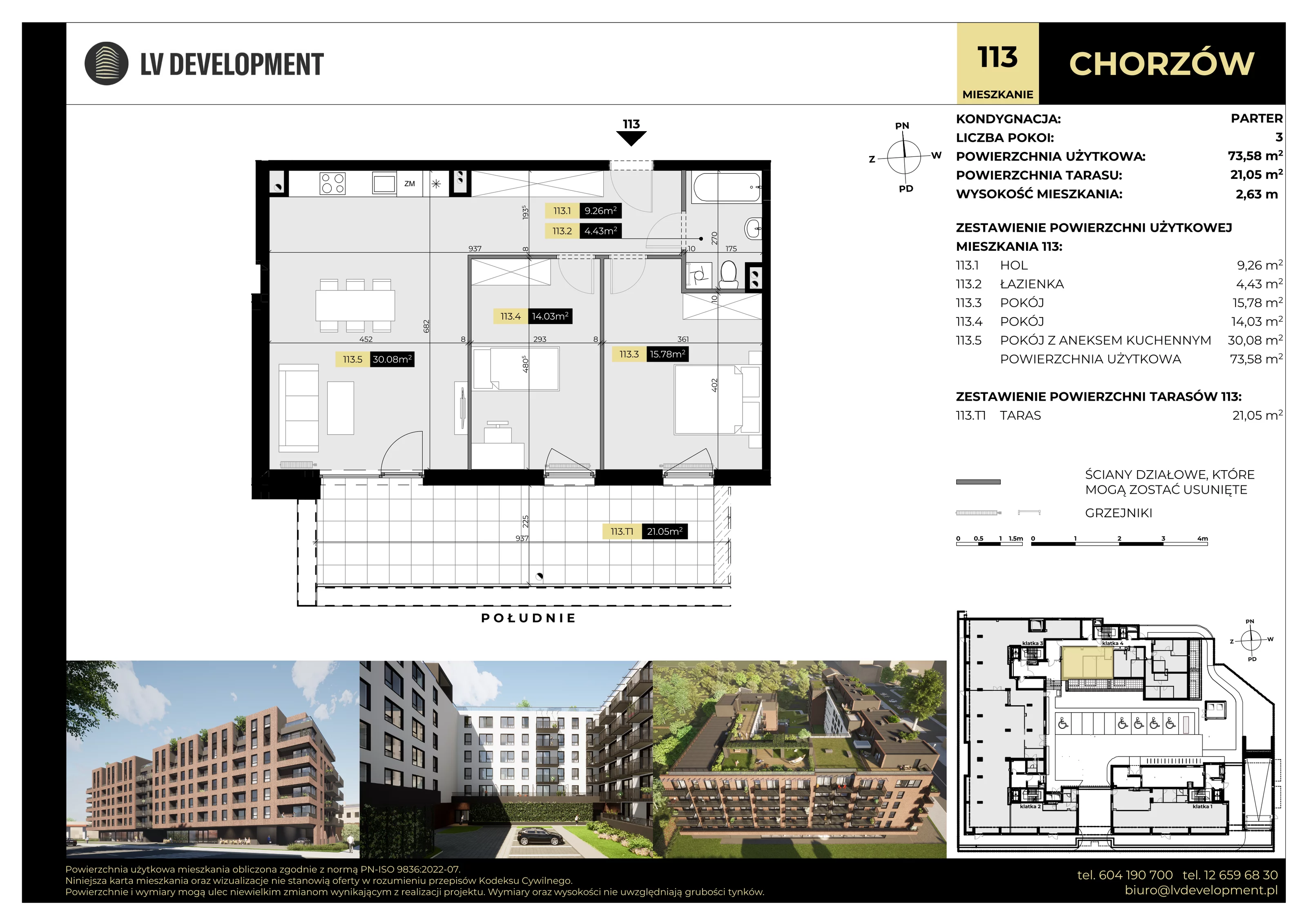 3 pokoje, apartament 73,58 m², parter, oferta nr M.113, Tarasy Śląskie, Chorzów, Chorzów II, 3 Maja