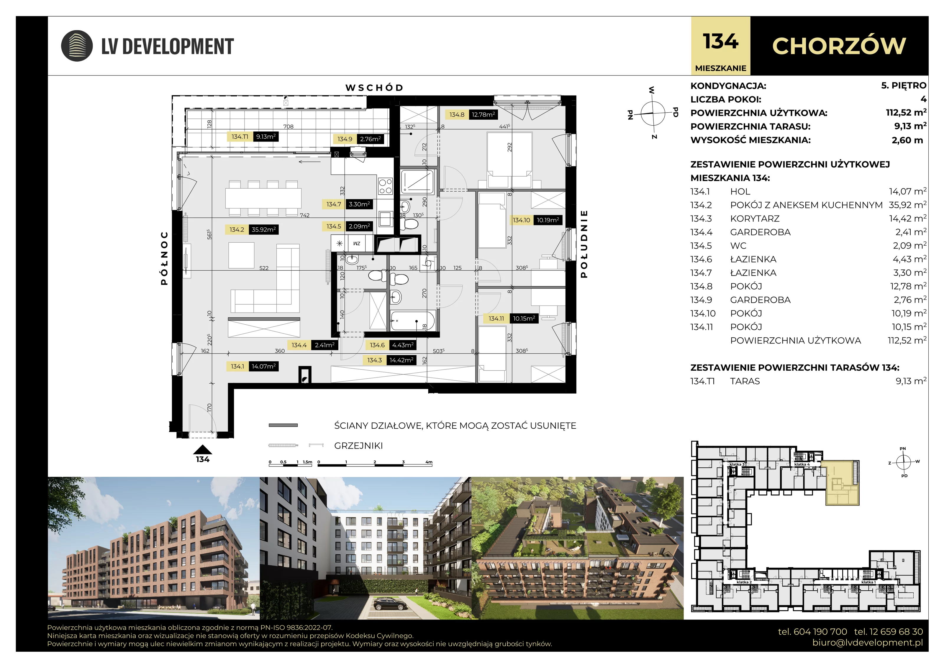 4 pokoje, apartament 112,52 m², piętro 5, oferta nr M.134, Tarasy Śląskie, Chorzów, Chorzów II, 3 Maja