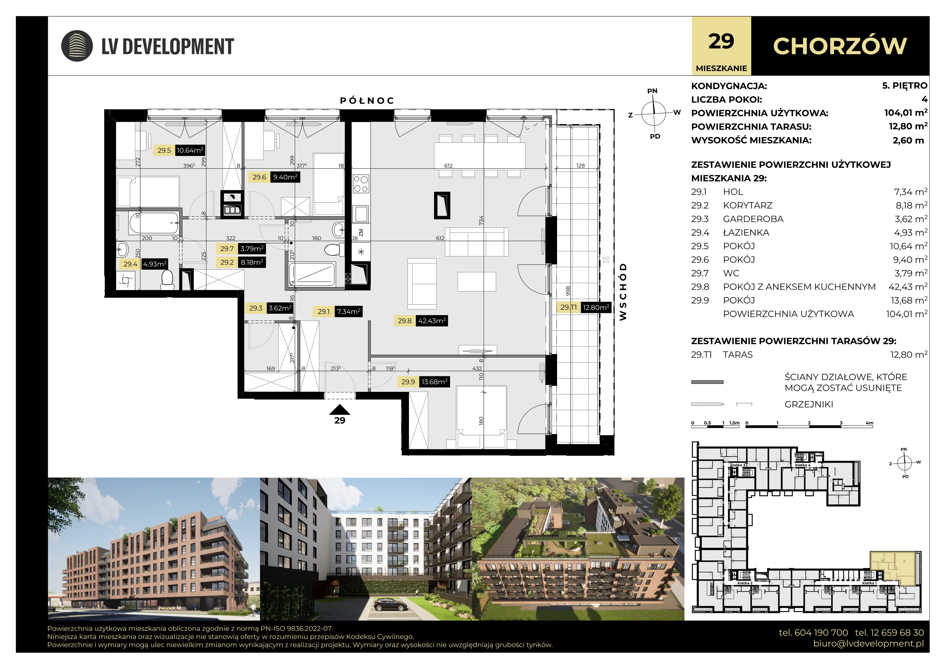 4 pokoje, apartament 104,01 m², piętro 5, oferta nr M.29, Tarasy Śląskie, Chorzów, Chorzów II, 3 Maja