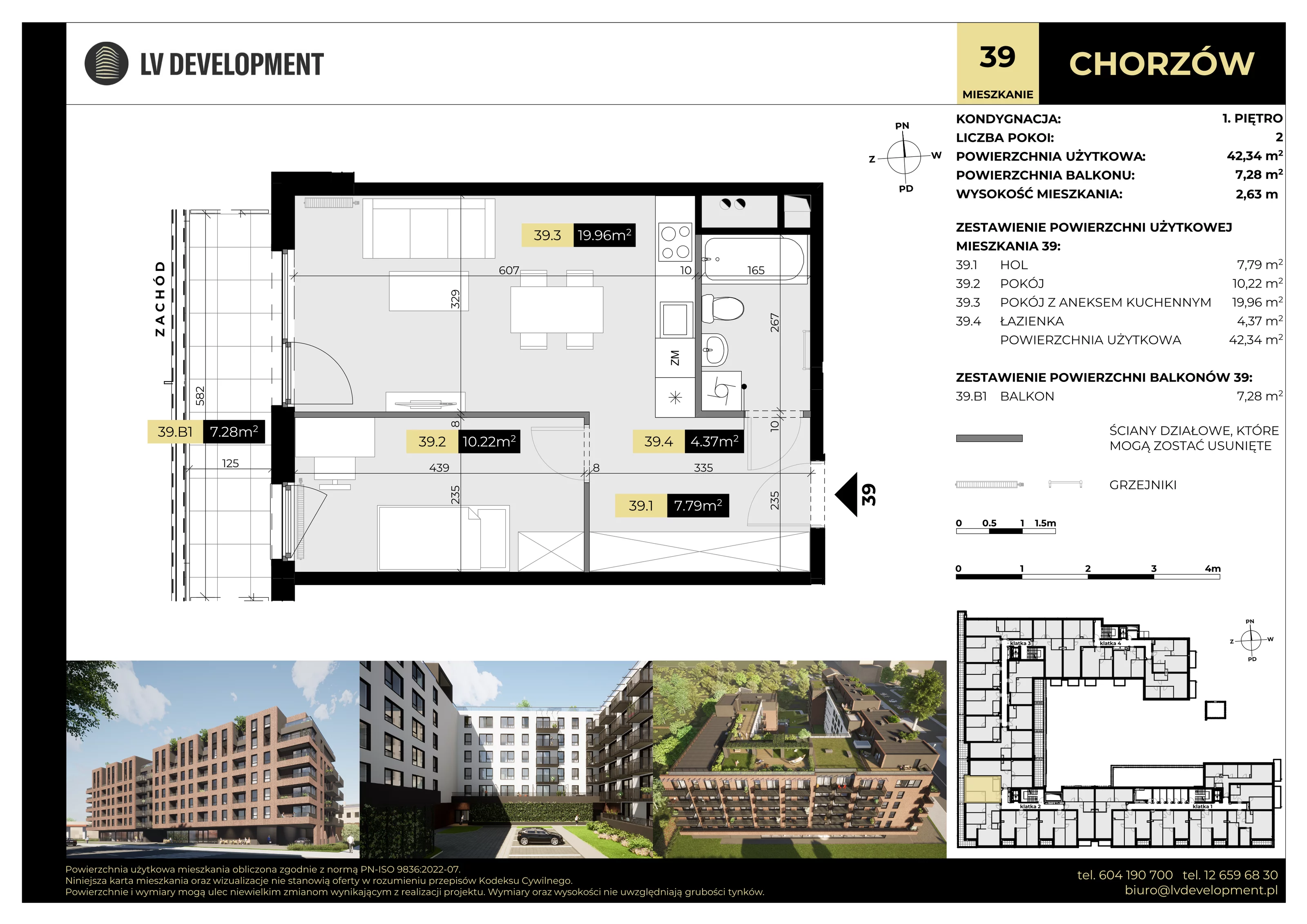 2 pokoje, apartament 42,34 m², piętro 1, oferta nr M.39, Tarasy Śląskie, Chorzów, Chorzów II, 3 Maja