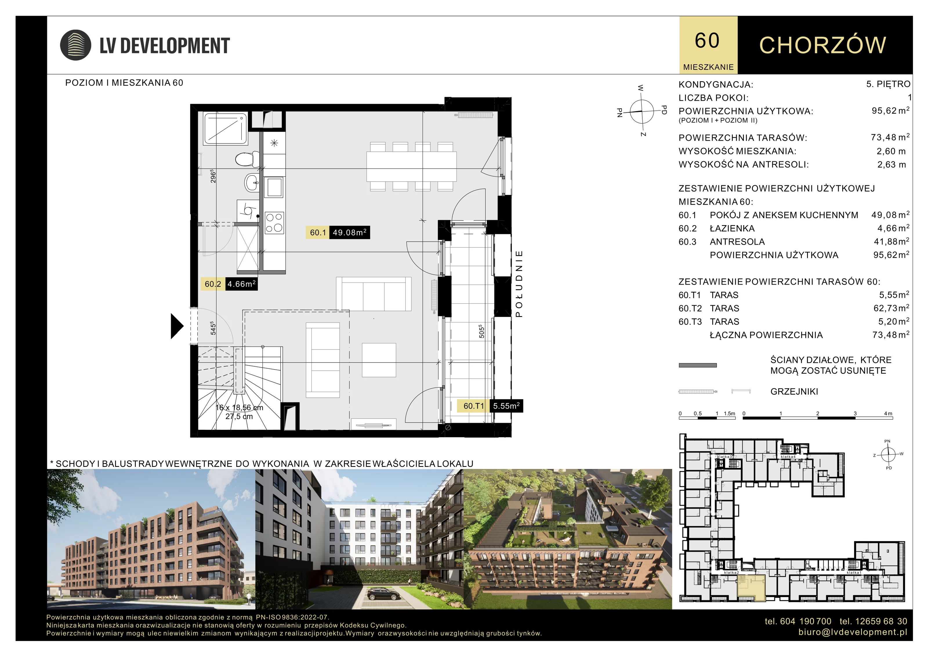 1 pokój, mieszkanie 95,62 m², piętro 5, oferta nr M.60, Tarasy Śląskie, Chorzów, Chorzów II, ul. 3 Maja