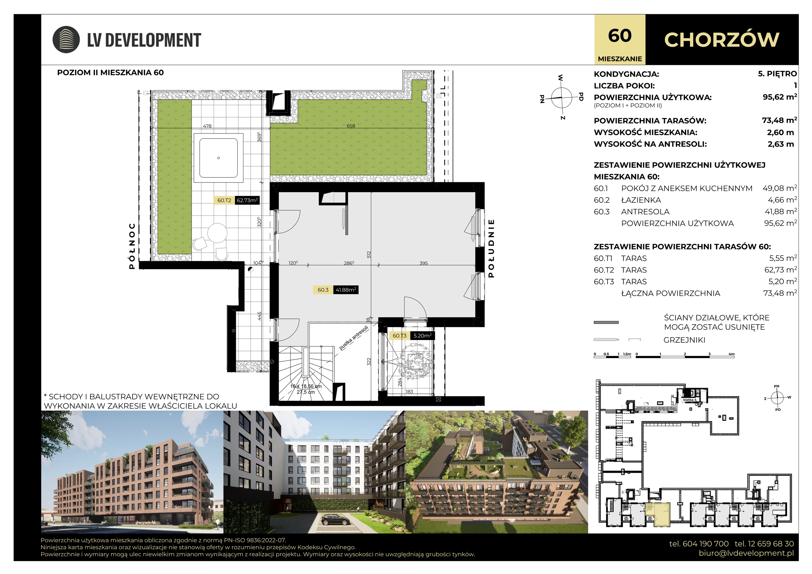 1 pokój, mieszkanie 95,62 m², piętro 5, oferta nr M.60, Tarasy Śląskie, Chorzów, Chorzów II, ul. 3 Maja