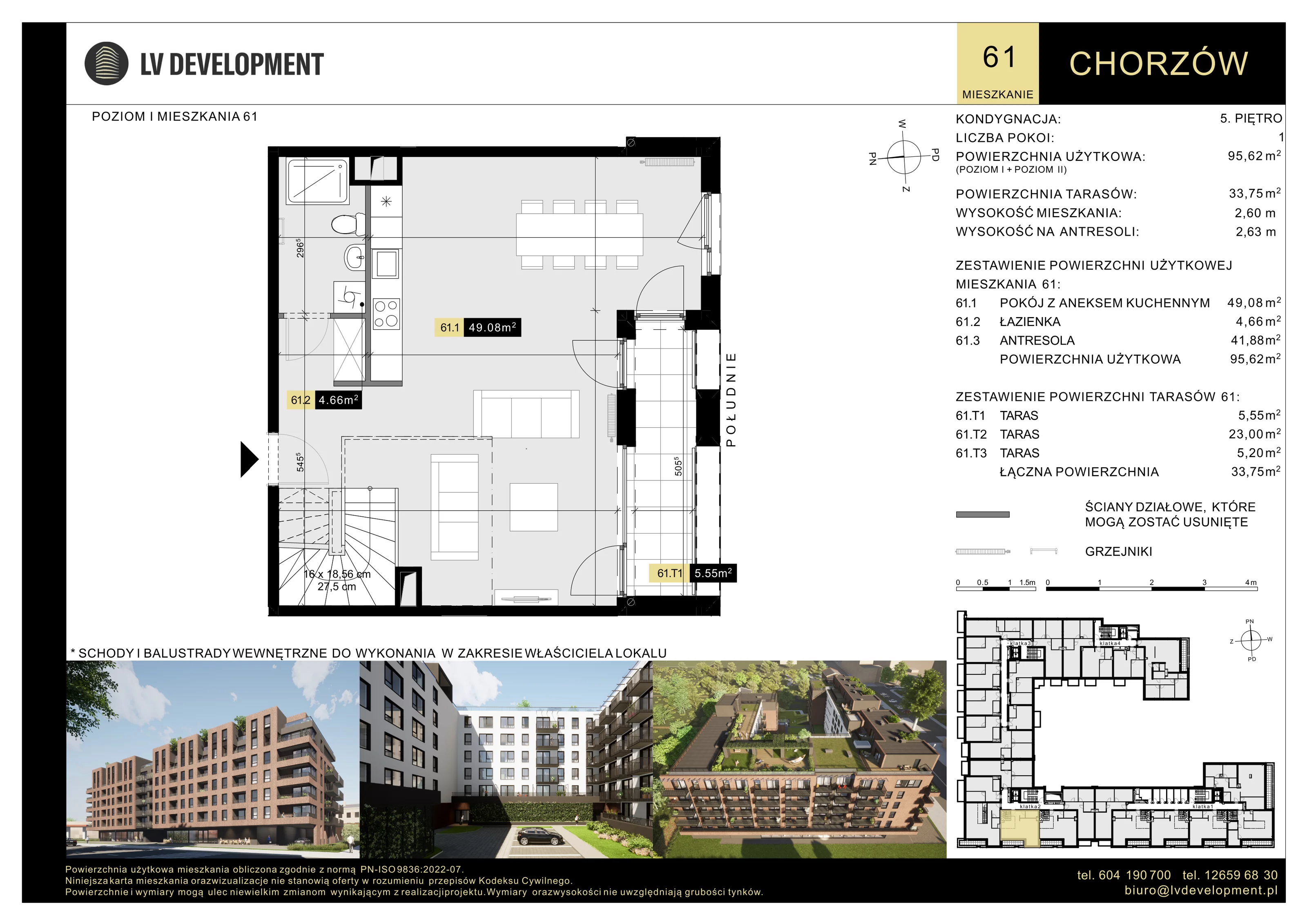1 pokój, mieszkanie 95,62 m², piętro 5, oferta nr M.61, Tarasy Śląskie, Chorzów, Chorzów II, ul. 3 Maja