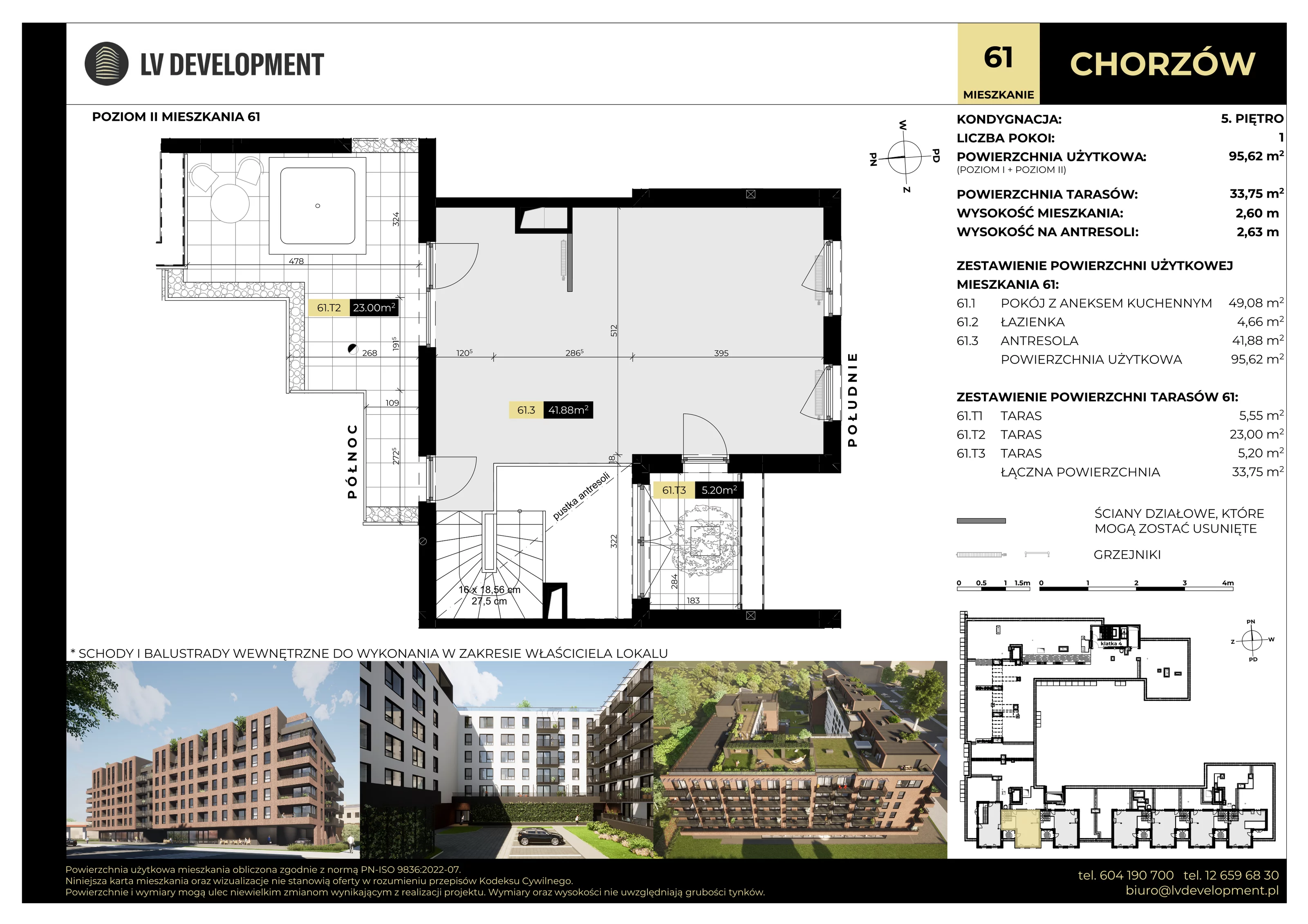 1 pokój, mieszkanie 95,62 m², piętro 5, oferta nr M.61, Tarasy Śląskie, Chorzów, Chorzów II, ul. 3 Maja