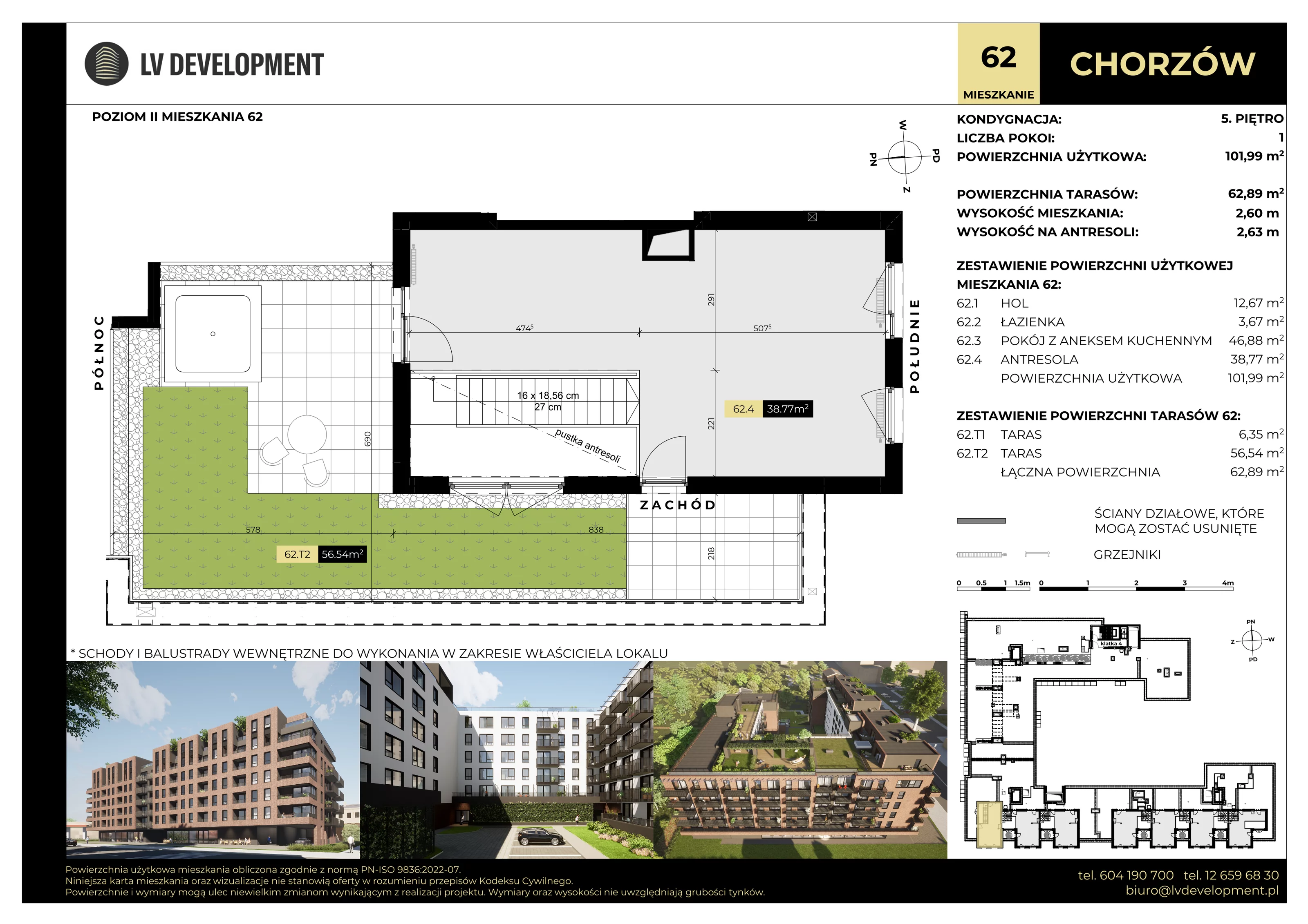 1 pokój, apartament 101,99 m², piętro 5, oferta nr M.62, Tarasy Śląskie, Chorzów, Chorzów II, 3 Maja