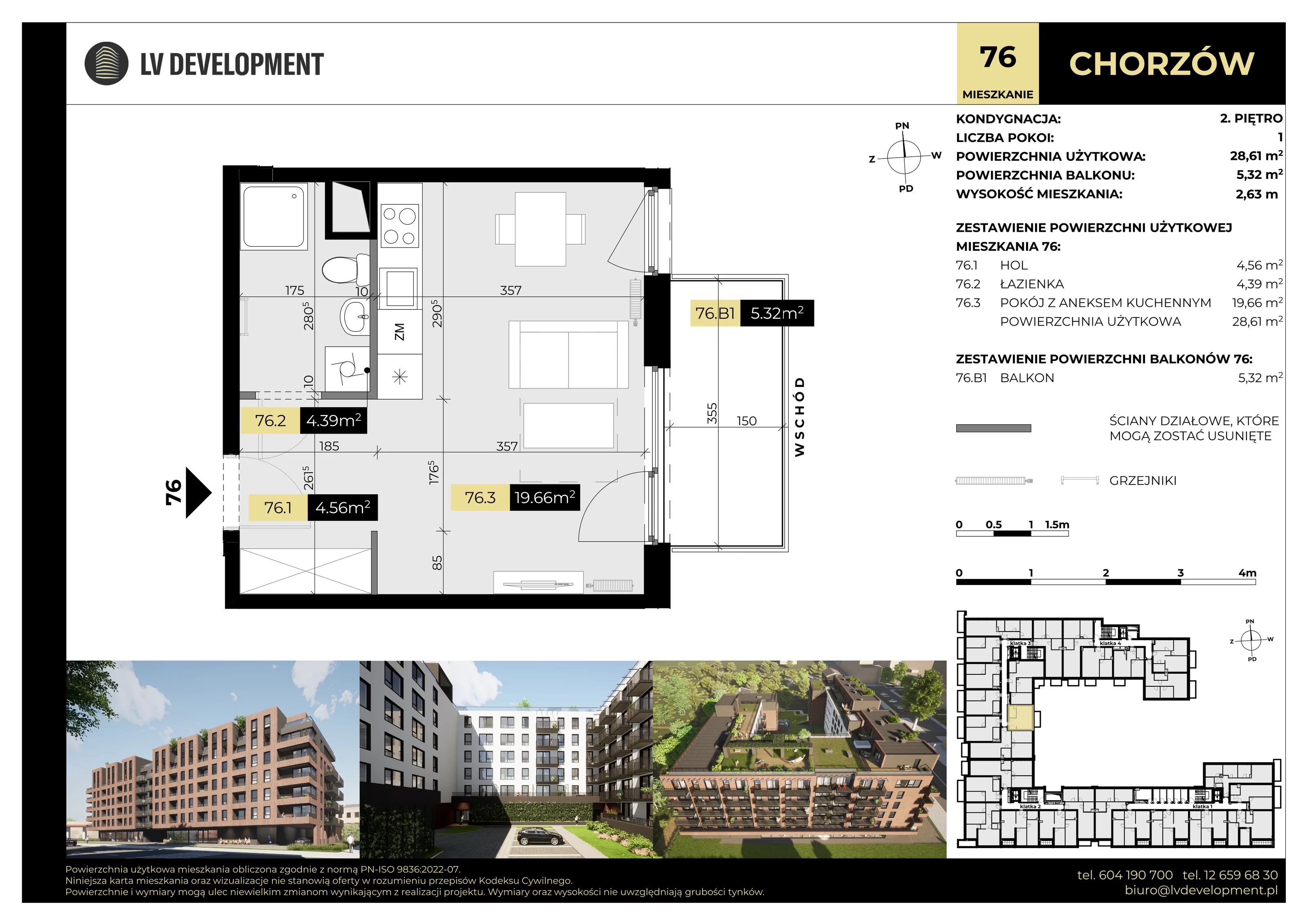 1 pokój, apartament 28,61 m², piętro 2, oferta nr M.76, Tarasy Śląskie, Chorzów, Chorzów II, 3 Maja