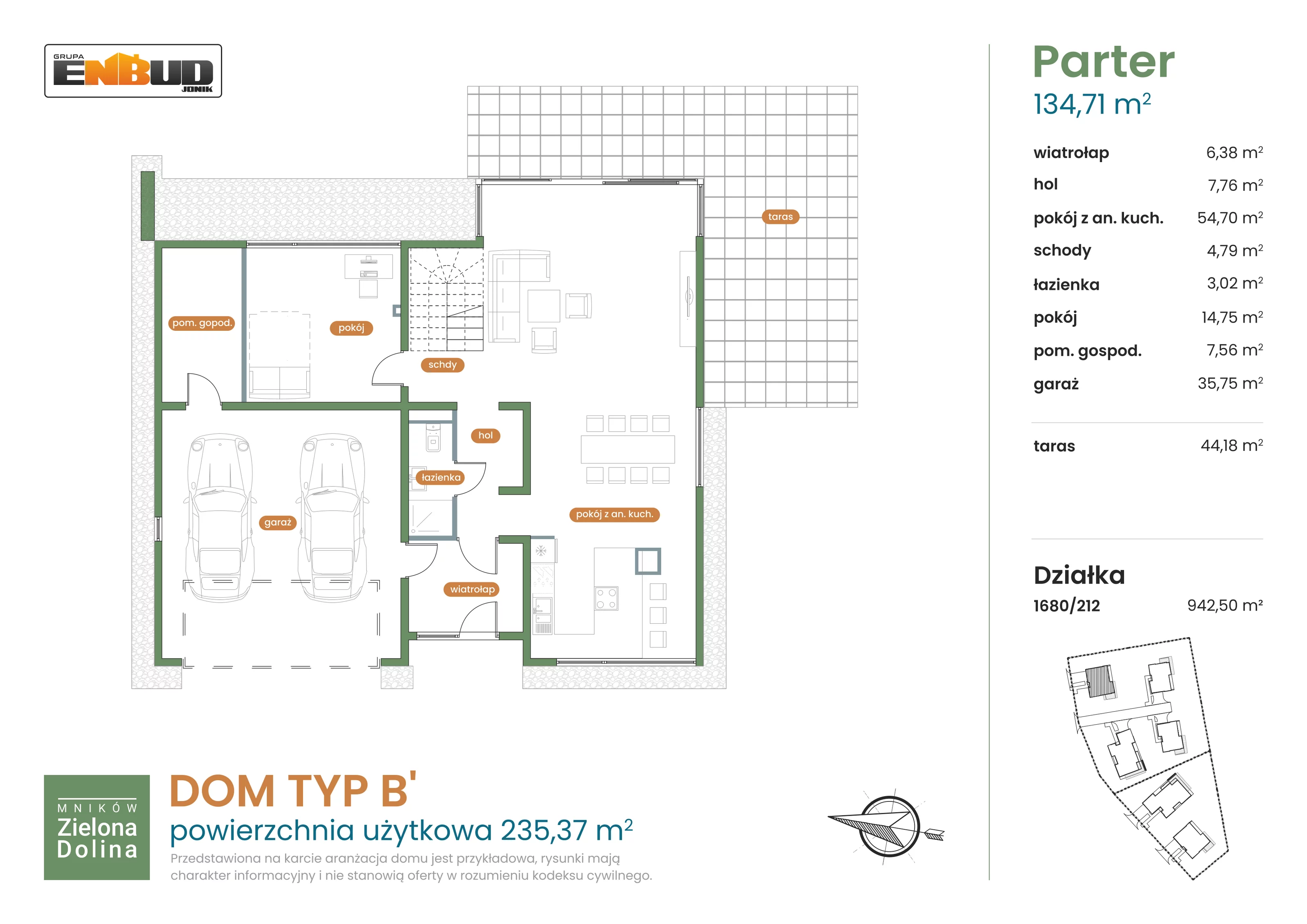 Dom 235,37 m², oferta nr 1680/212, Mników Zielona Dolina - Etap IV, Mników