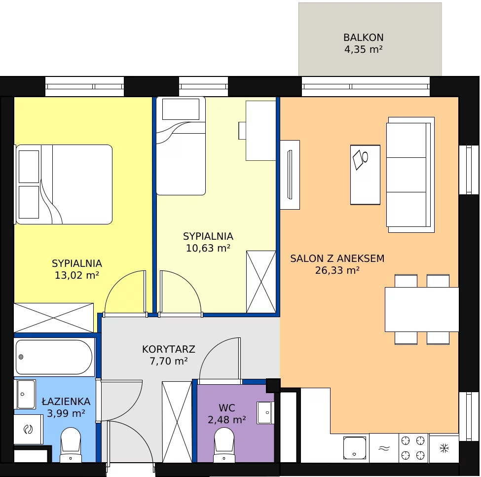 Zalety mieszkania 64.15 m², M67