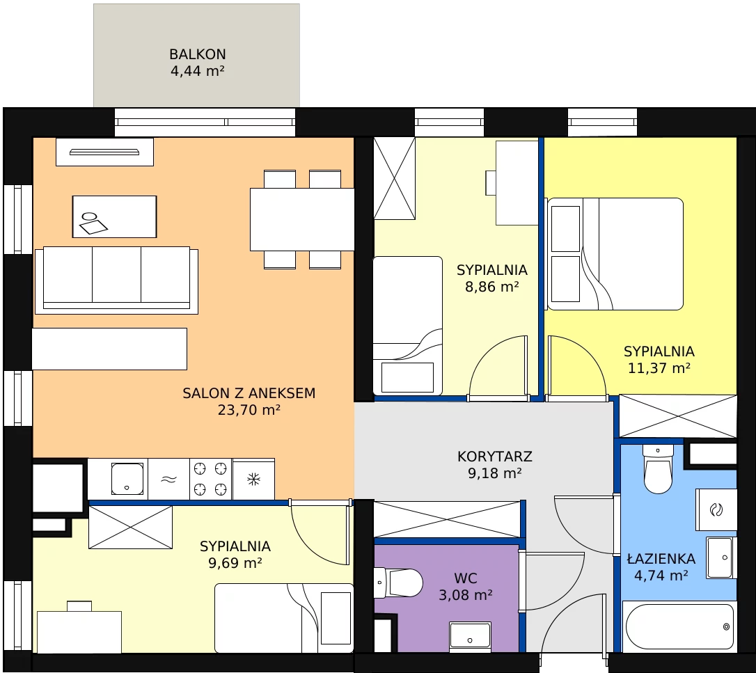 Zalety mieszkania 70.62 m², M56