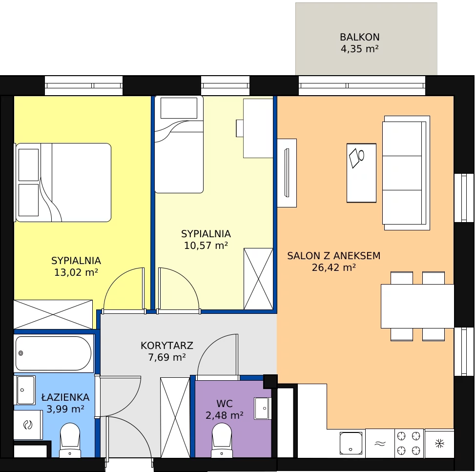 Zalety mieszkania 64.17 m², M4