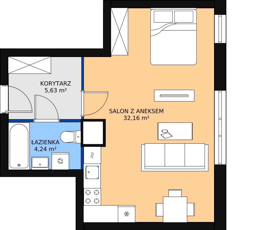 Zalety mieszkania 41.74 m², M5