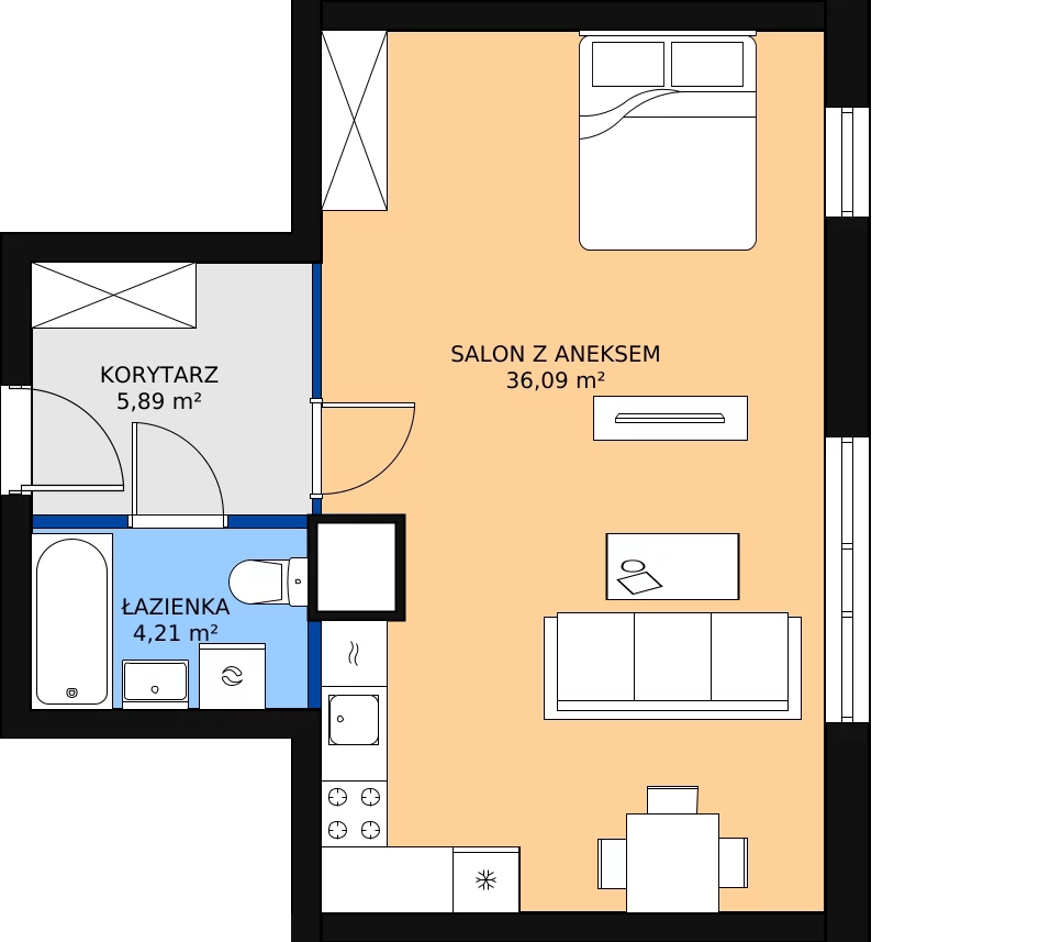Zalety mieszkania 45.9 m², M6