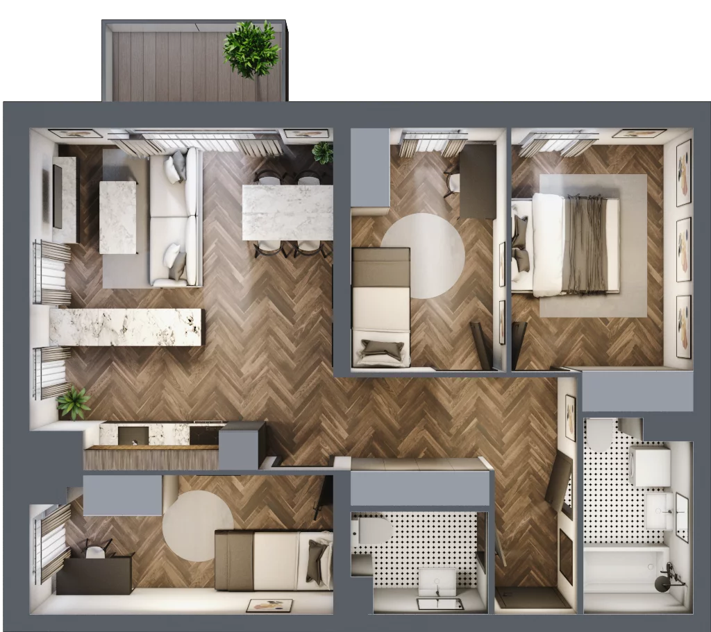 4 pokoje, mieszkanie 70,62 m², piętro 1, oferta nr M11, Osiedle Św. Barbary, Tarnobrzeg, Siarkowiec, ul. Świętej Barbary 9a