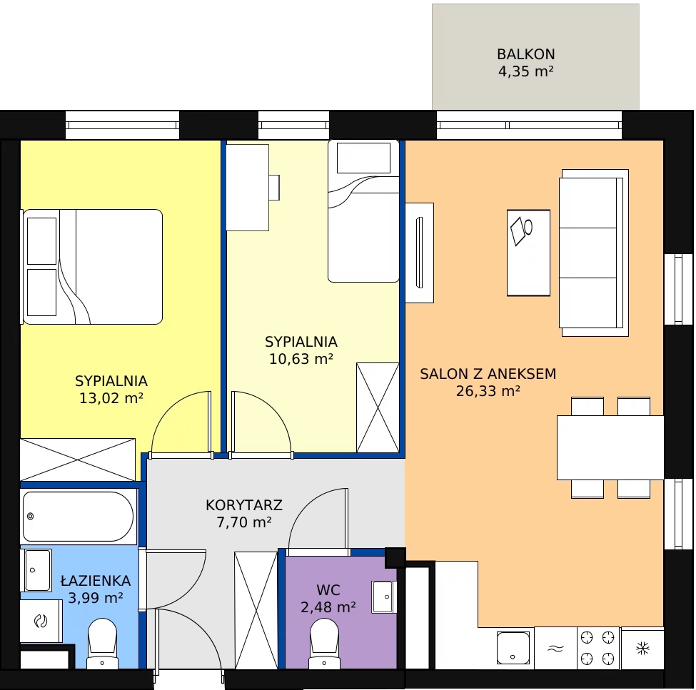 Zalety mieszkania 64.15 m², M13