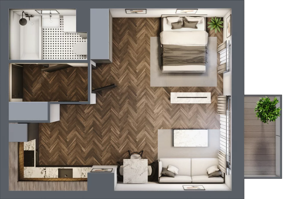 2 pokoje, mieszkanie 40,96 m², piętro 1, oferta nr M16, Osiedle Św. Barbary, Tarnobrzeg, Siarkowiec, ul. Świętej Barbary 9a