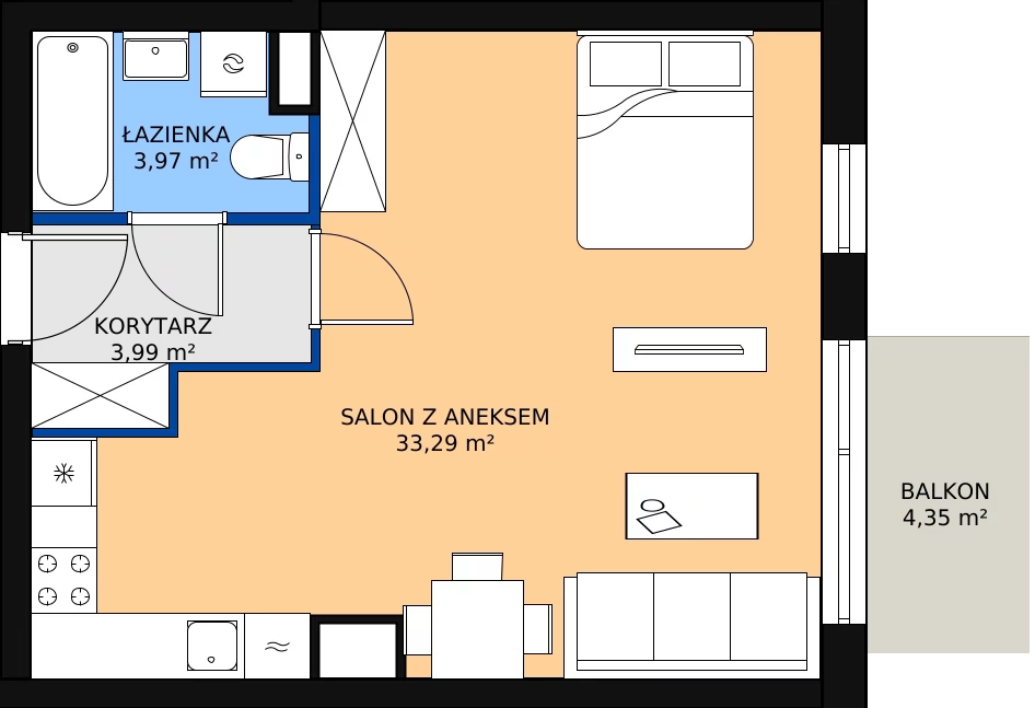 Zalety mieszkania 40.96 m², M25