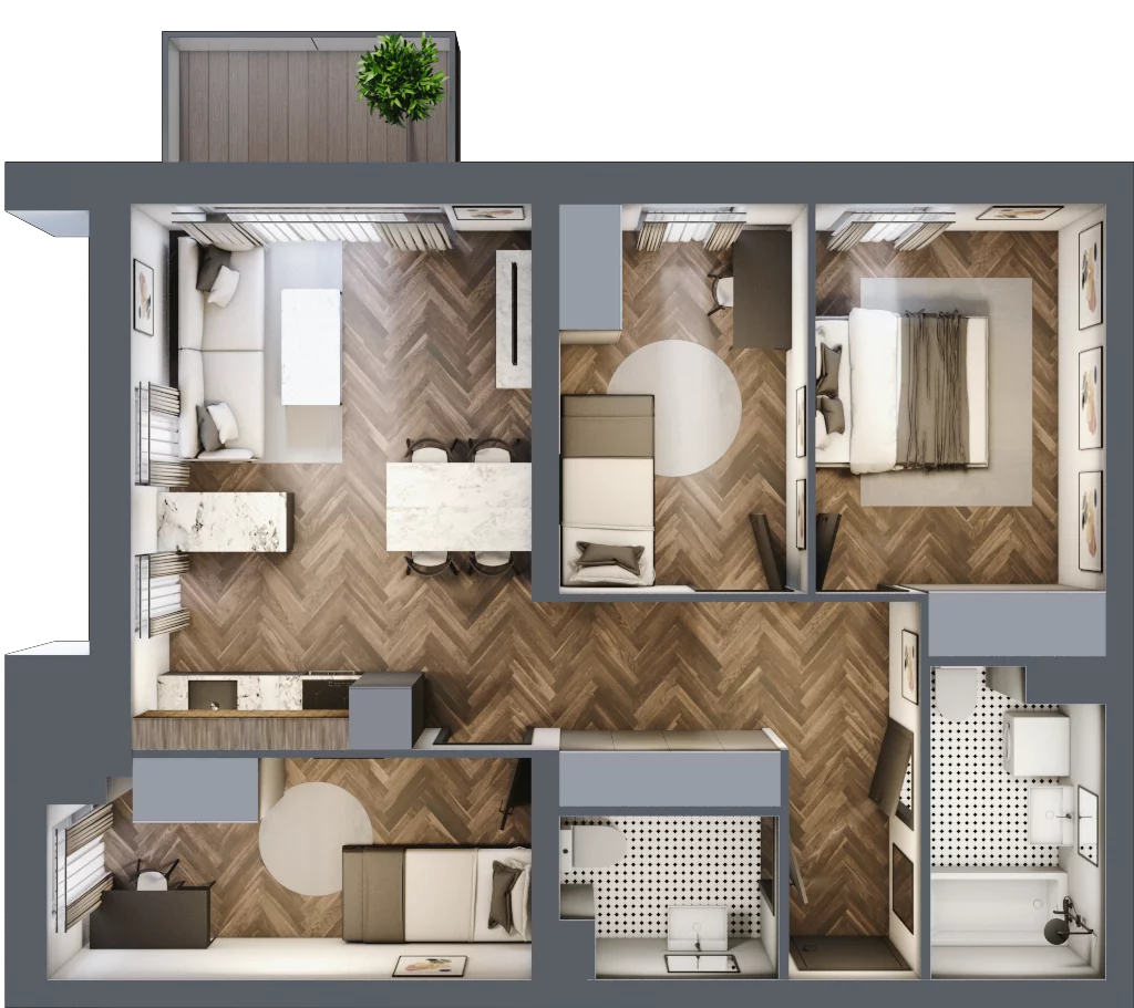 4 pokoje, mieszkanie 66,92 m², piętro 3, oferta nr M29, Osiedle Św. Barbary, Tarnobrzeg, Siarkowiec, ul. Świętej Barbary 9a