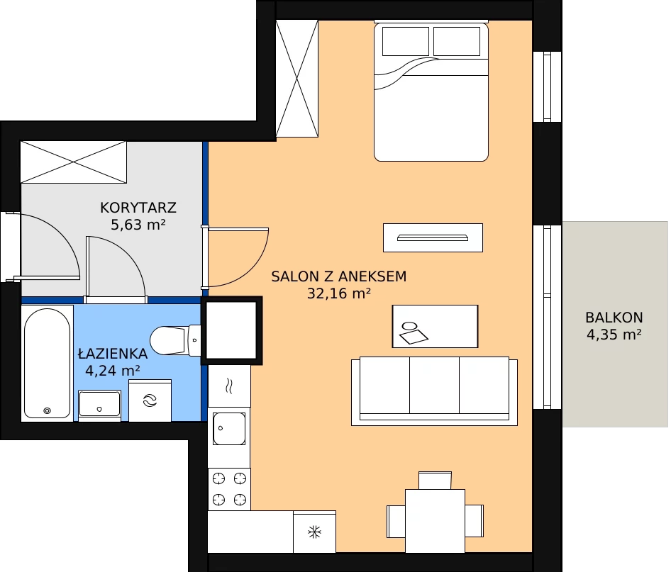 Zalety mieszkania 41.74 m², M32