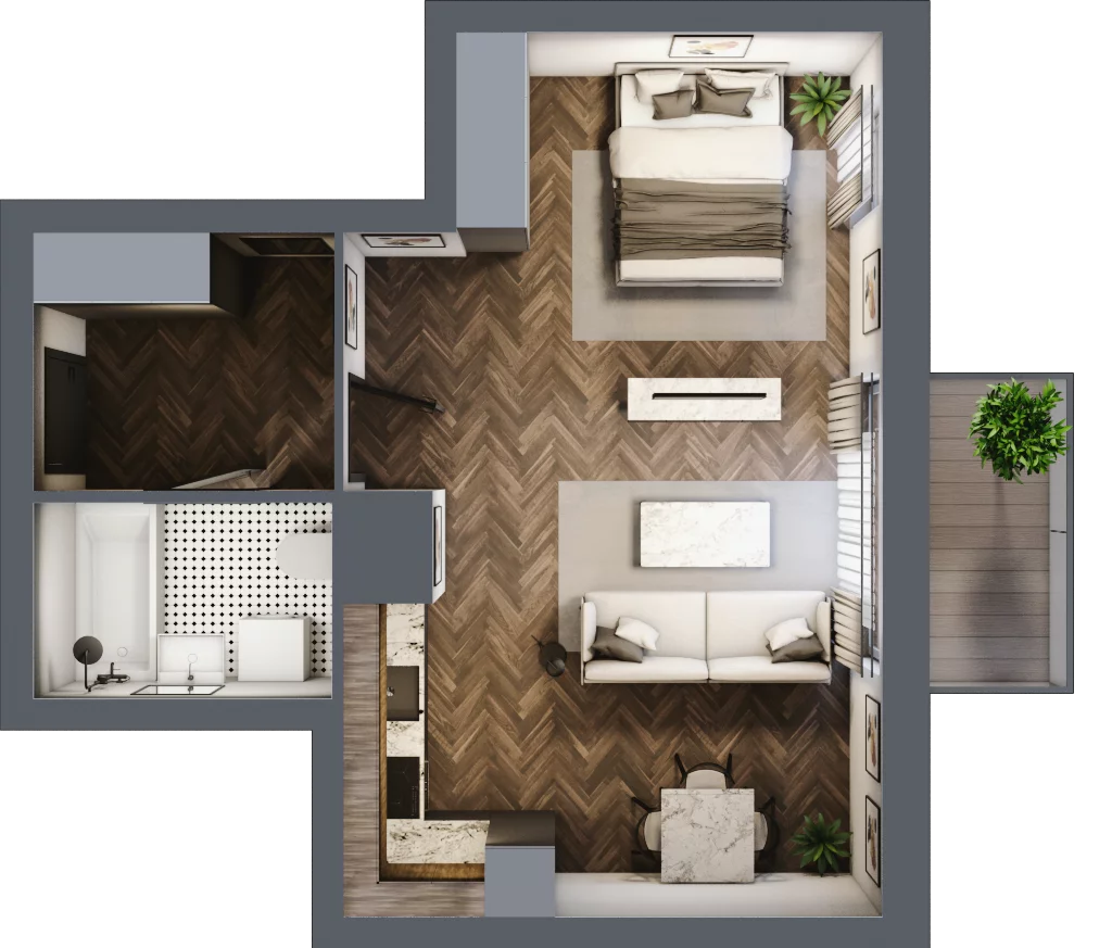 2 pokoje, mieszkanie 41,74 m², piętro 3, oferta nr M32, Osiedle Św. Barbary, Tarnobrzeg, Siarkowiec, ul. Świętej Barbary 9a