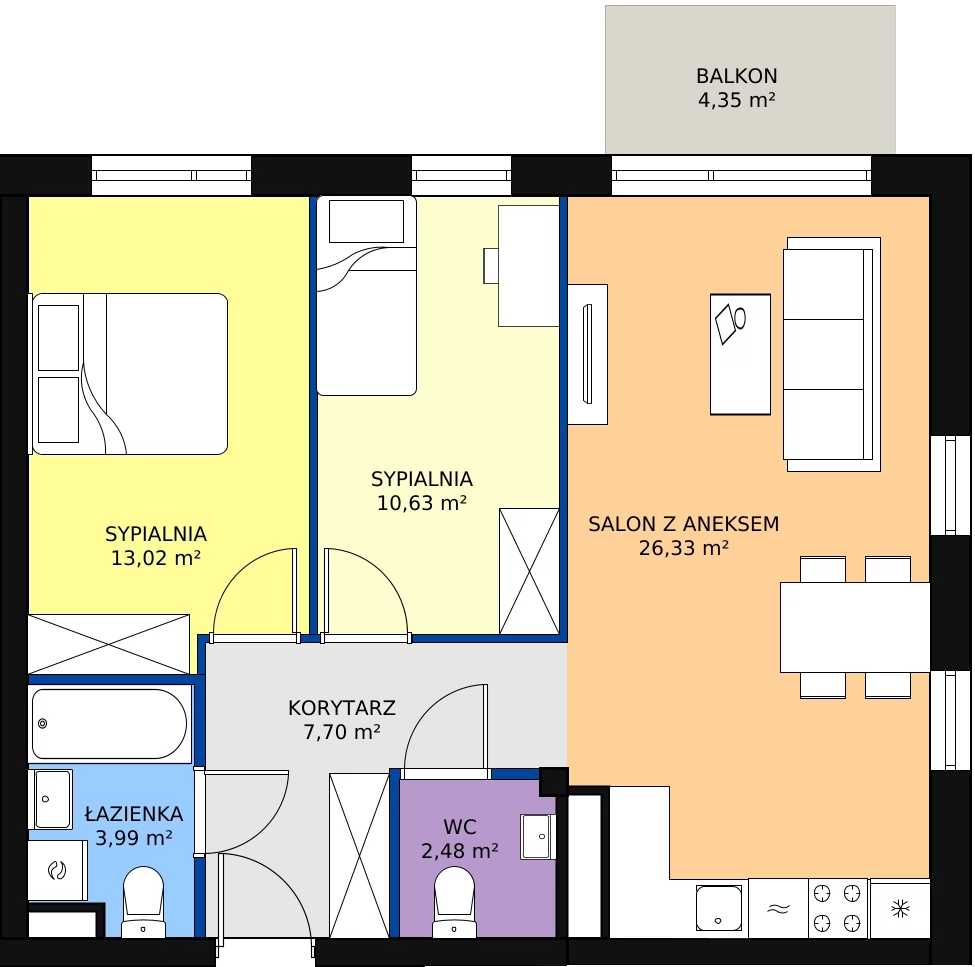Zalety mieszkania 64.15 m², M40