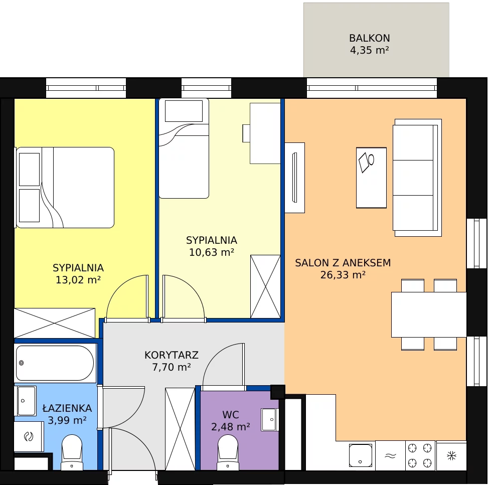 Zalety mieszkania 64.15 m², M49