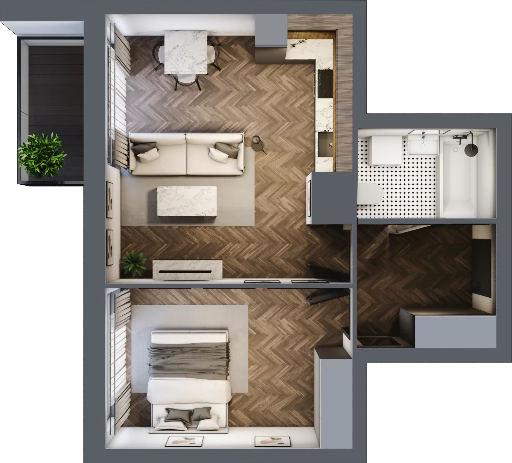 2 pokoje, mieszkanie 45,77 m², piętro 5, oferta nr M54, Osiedle Św. Barbary, Tarnobrzeg, Siarkowiec, ul. Świętej Barbary 9a