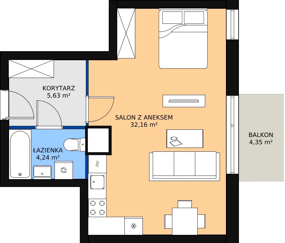 Zalety mieszkania 41.74 m², M59