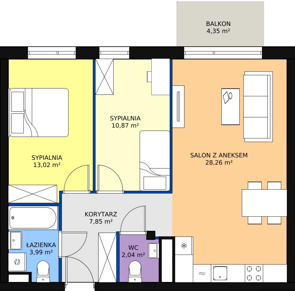 Zalety mieszkania 65.99 m², M66